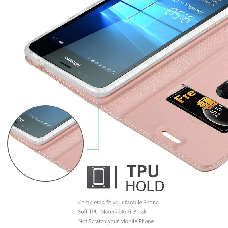 Cadorabo Hülle kompatibel mit Nokia Lumia 950 Schutzhülle mit Magnetverschluss, Standfunktion und Kartenfach