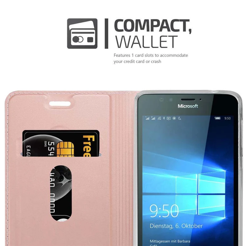 Cadorabo Hülle kompatibel mit Nokia Lumia 950 Schutzhülle mit Magnetverschluss, Standfunktion und Kartenfach