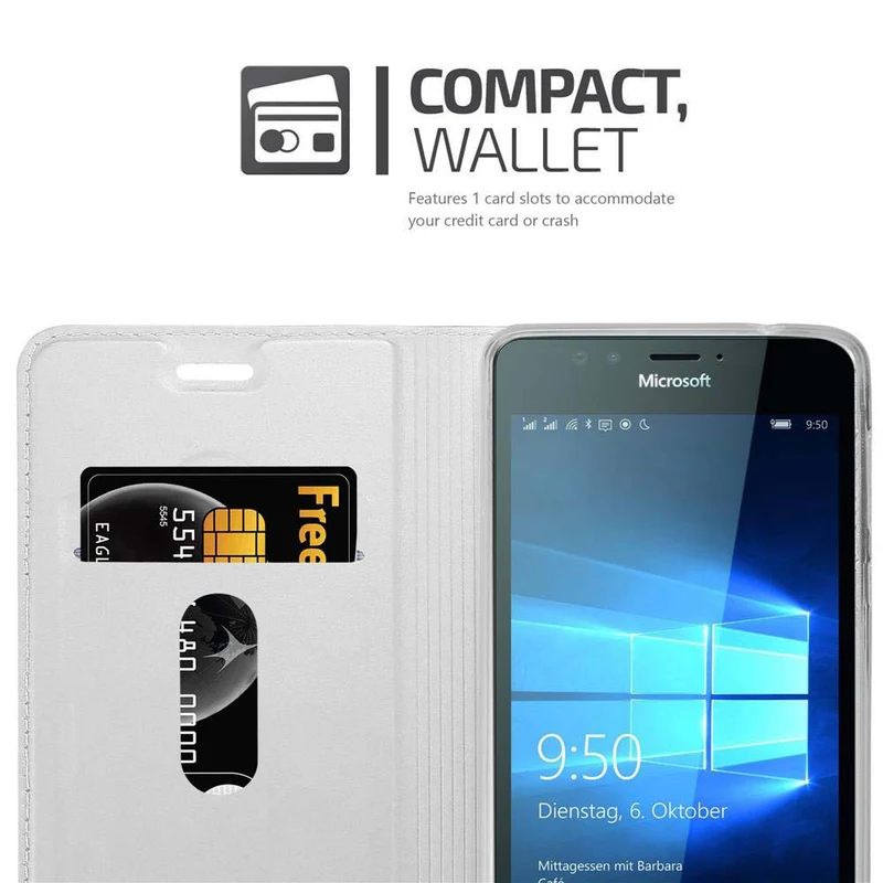 Cadorabo Hülle kompatibel mit Nokia Lumia 950 Schutzhülle mit Magnetverschluss, Standfunktion und Kartenfach