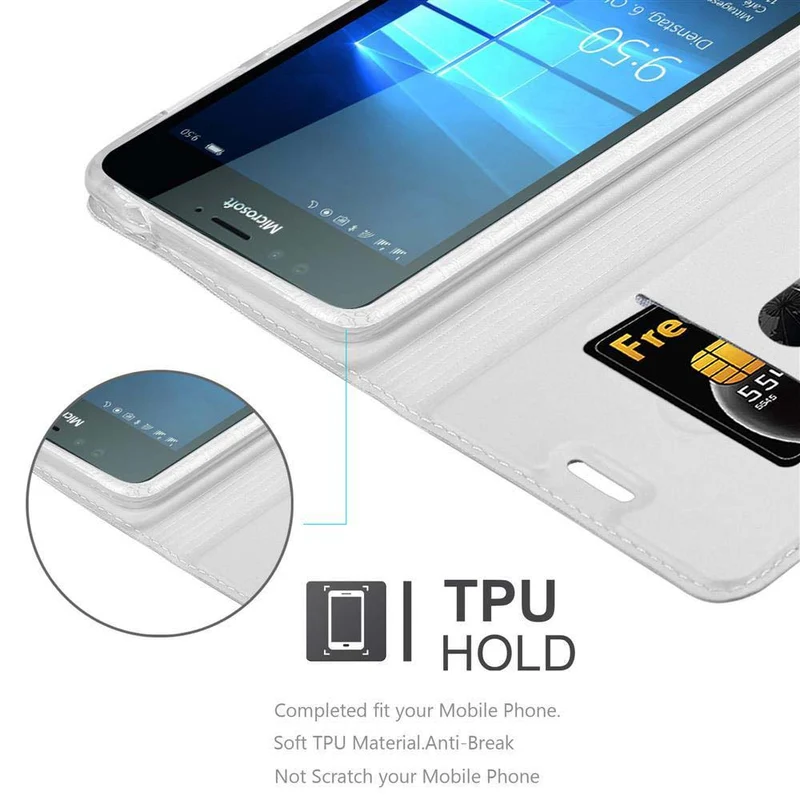 Cadorabo Hülle kompatibel mit Nokia Lumia 950 Schutzhülle mit Magnetverschluss, Standfunktion und Kartenfach