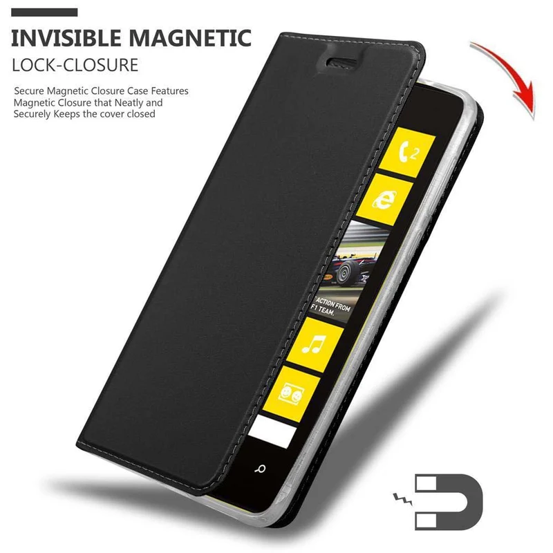 Cadorabo Hülle kompatibel mit Nokia Lumia 520 / 521 Schutzhülle mit Magnetverschluss, Standfunktion und Kartenfach