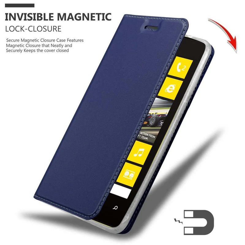 Cadorabo Hülle kompatibel mit Nokia Lumia 520 / 521 Schutzhülle mit Magnetverschluss, Standfunktion und Kartenfach