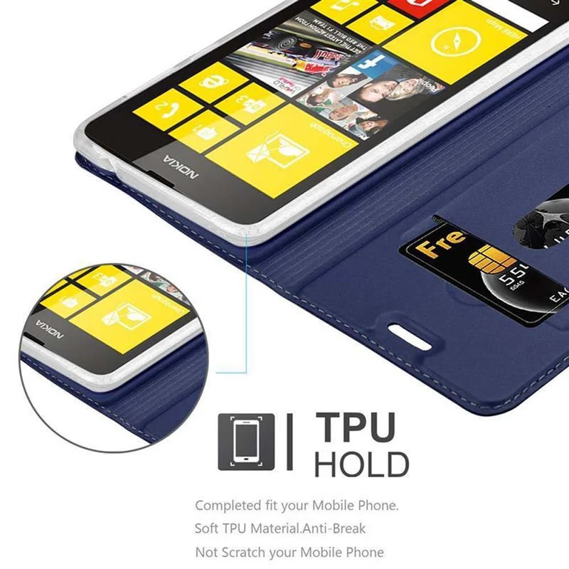 Cadorabo Hülle kompatibel mit Nokia Lumia 520 / 521 Schutzhülle mit Magnetverschluss, Standfunktion und Kartenfach