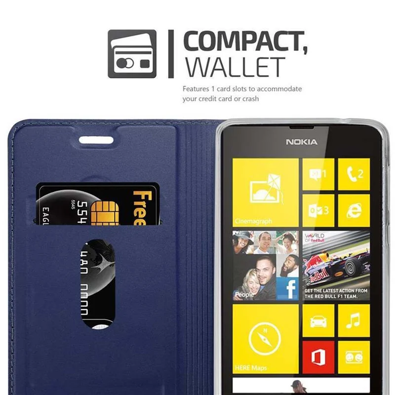 Cadorabo Hülle kompatibel mit Nokia Lumia 520 / 521 Schutzhülle mit Magnetverschluss, Standfunktion und Kartenfach