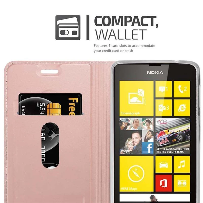 Cadorabo Hülle kompatibel mit Nokia Lumia 520 / 521 Schutzhülle mit Magnetverschluss, Standfunktion und Kartenfach