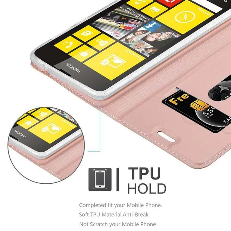 Cadorabo Hülle kompatibel mit Nokia Lumia 520 / 521 Schutzhülle mit Magnetverschluss, Standfunktion und Kartenfach