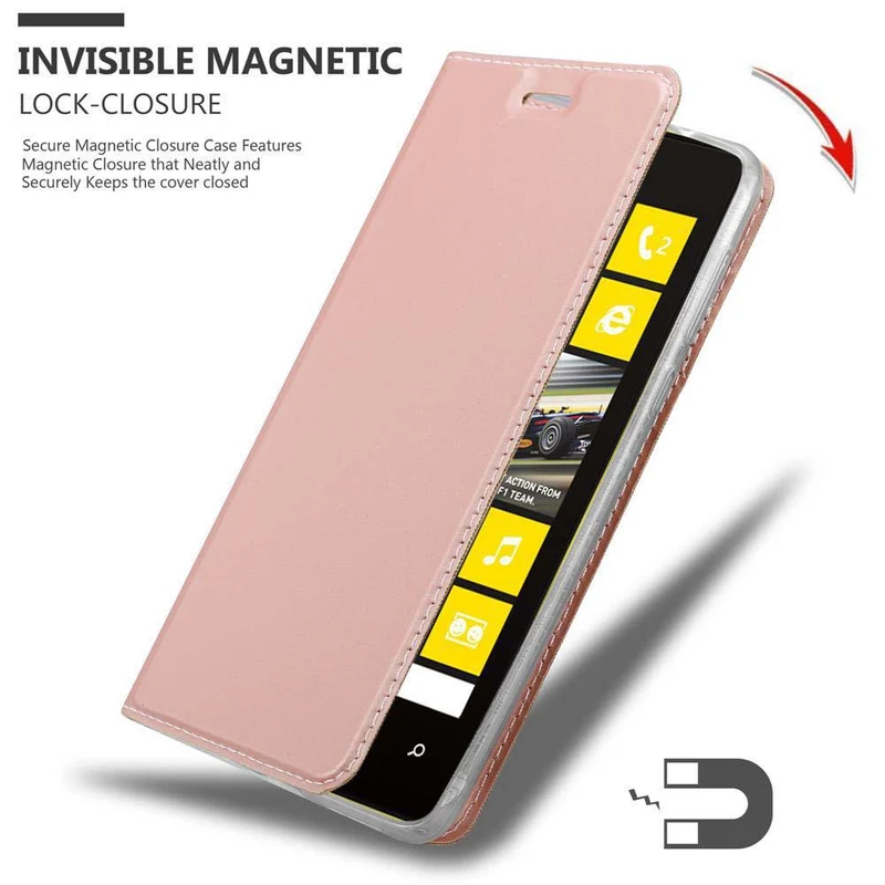 Cadorabo Hülle kompatibel mit Nokia Lumia 520 / 521 Schutzhülle mit Magnetverschluss, Standfunktion und Kartenfach