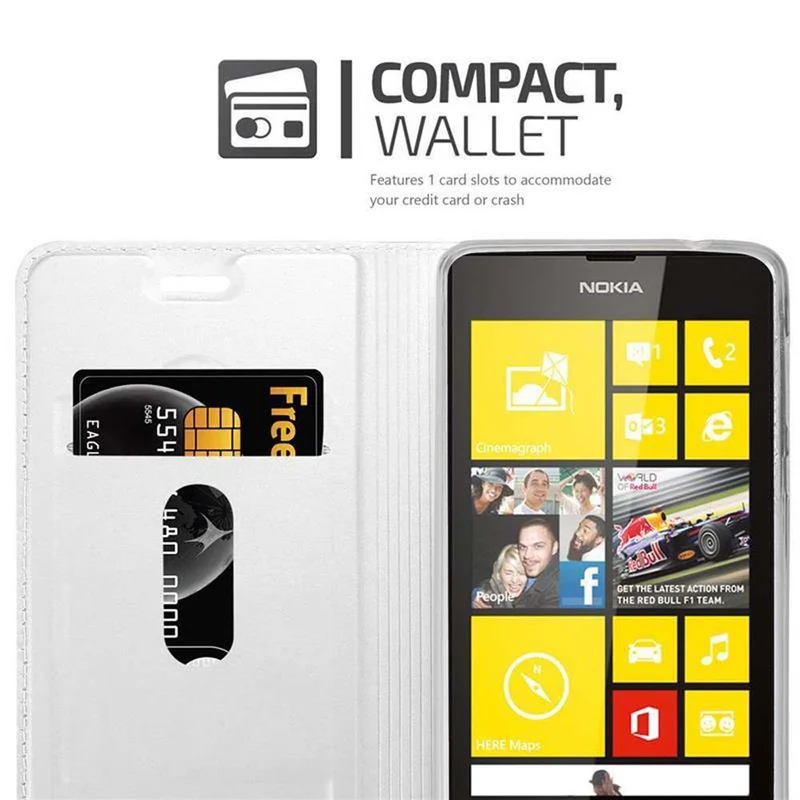 Cadorabo Hülle kompatibel mit Nokia Lumia 520 / 521 Schutzhülle mit Magnetverschluss, Standfunktion und Kartenfach