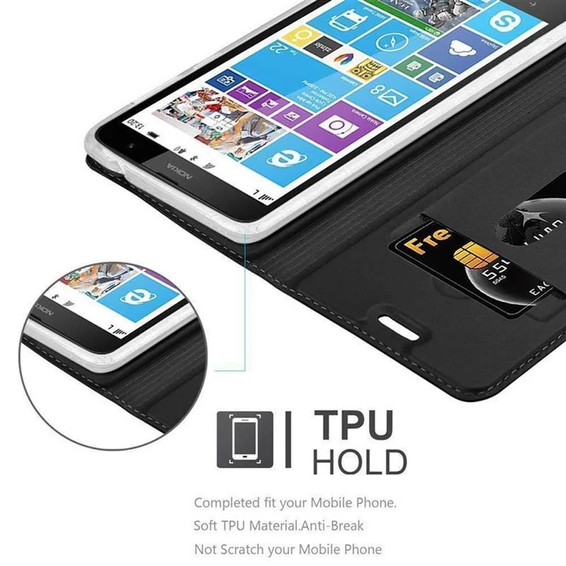 Cadorabo Hülle kompatibel mit Nokia Lumia 1320 Schutzhülle mit Magnetverschluss, Standfunktion und Kartenfach