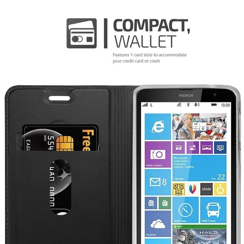 Cadorabo Hülle kompatibel mit Nokia Lumia 1320 Schutzhülle mit Magnetverschluss, Standfunktion und Kartenfach