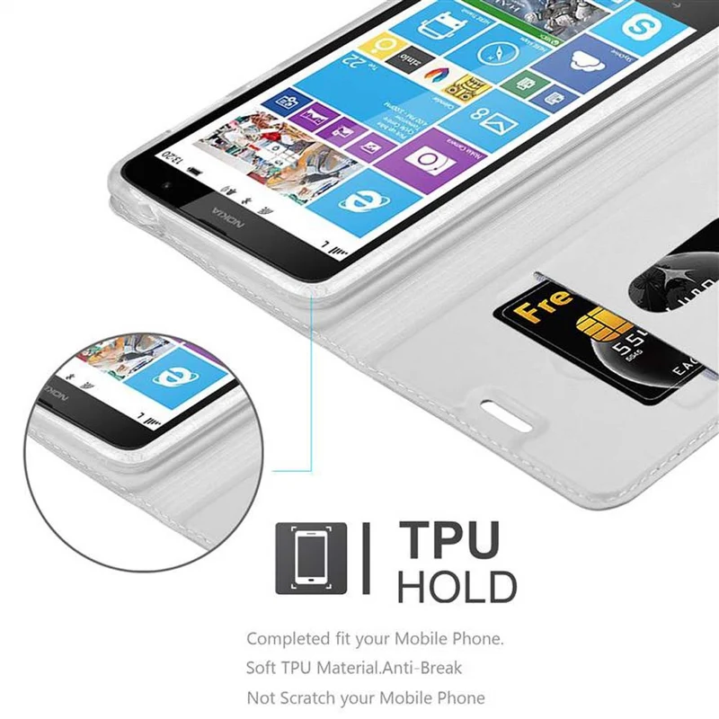 Cadorabo Hülle kompatibel mit Nokia Lumia 1320 Schutzhülle mit Magnetverschluss, Standfunktion und Kartenfach