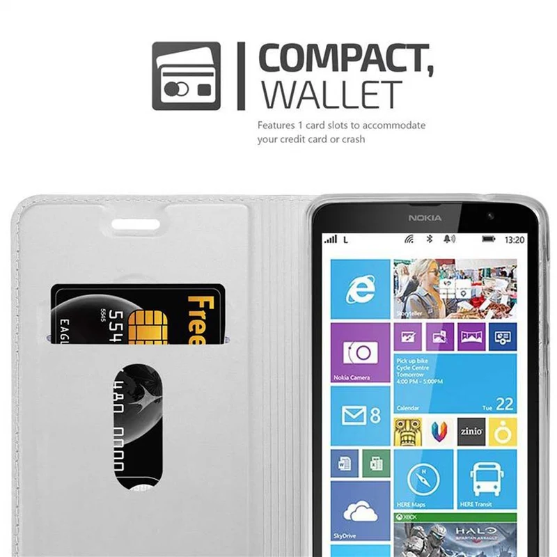 Cadorabo Hülle kompatibel mit Nokia Lumia 1320 Schutzhülle mit Magnetverschluss, Standfunktion und Kartenfach