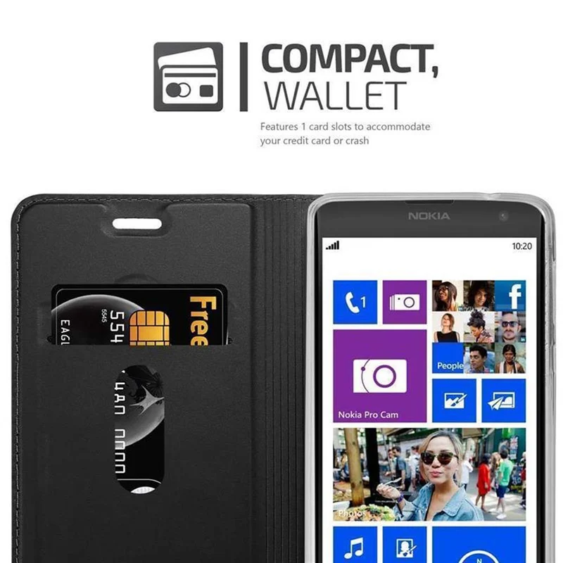 Cadorabo Hülle kompatibel mit Nokia Lumia 1020 Schutzhülle mit Magnetverschluss, Standfunktion und Kartenfach