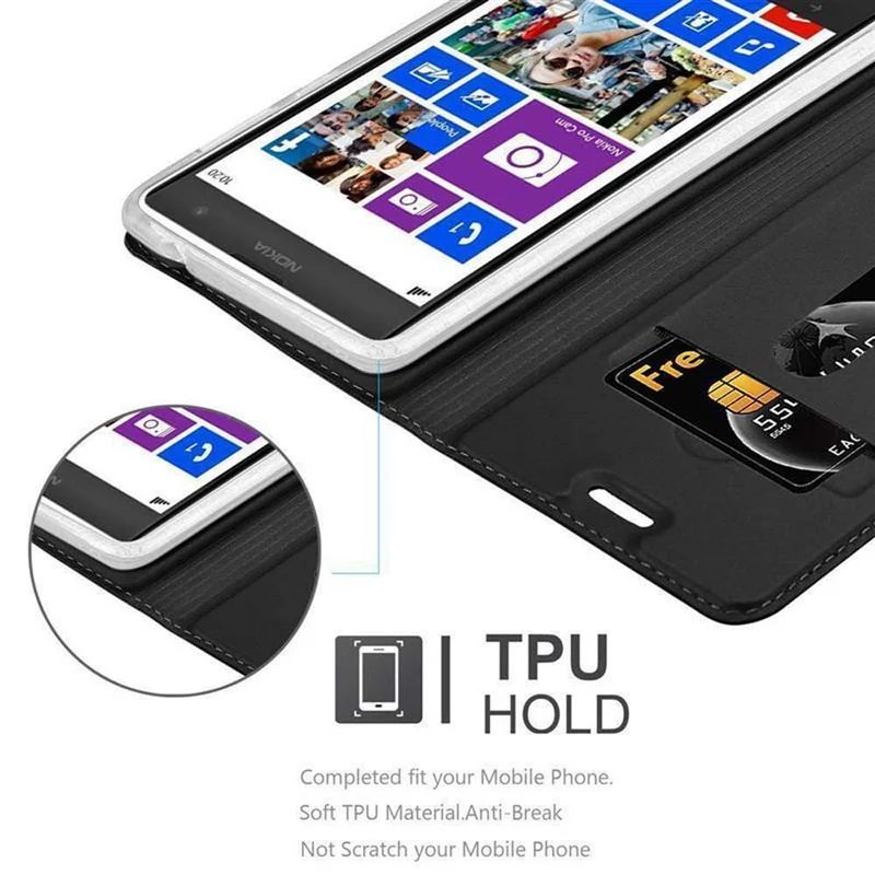 Cadorabo Hülle kompatibel mit Nokia Lumia 1020 Schutzhülle mit Magnetverschluss, Standfunktion und Kartenfach
