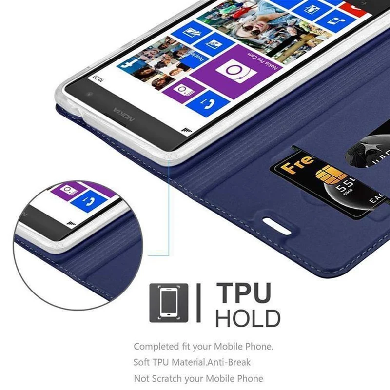 Cadorabo Hülle kompatibel mit Nokia Lumia 1020 Schutzhülle mit Magnetverschluss, Standfunktion und Kartenfach