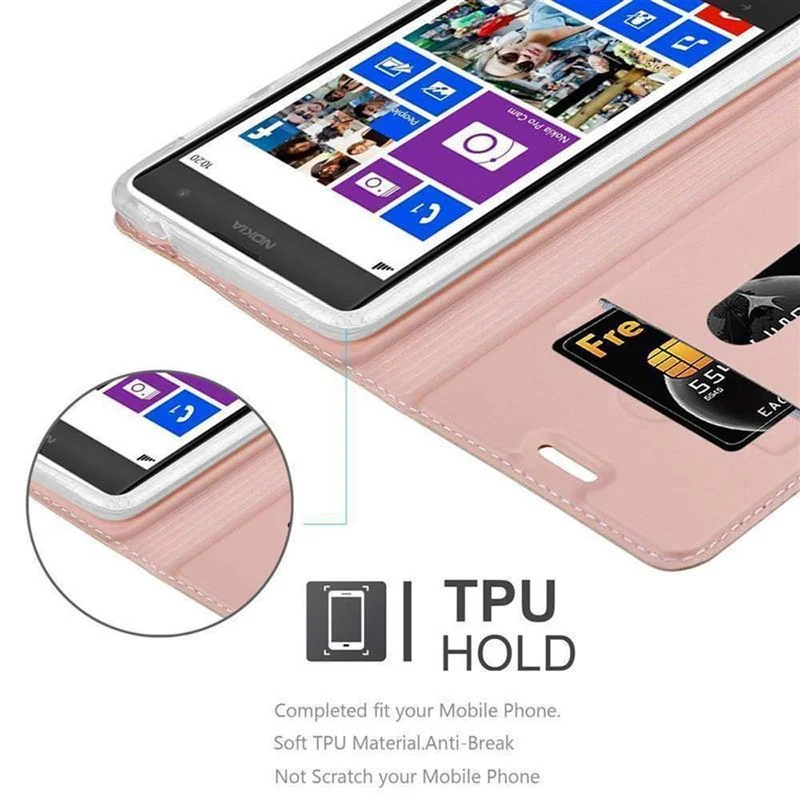 Cadorabo Hülle kompatibel mit Nokia Lumia 1020 Schutzhülle mit Magnetverschluss, Standfunktion und Kartenfach
