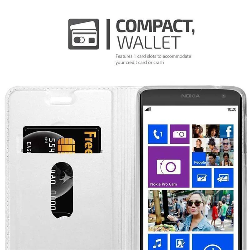 Cadorabo Hülle kompatibel mit Nokia Lumia 1020 Schutzhülle mit Magnetverschluss, Standfunktion und Kartenfach