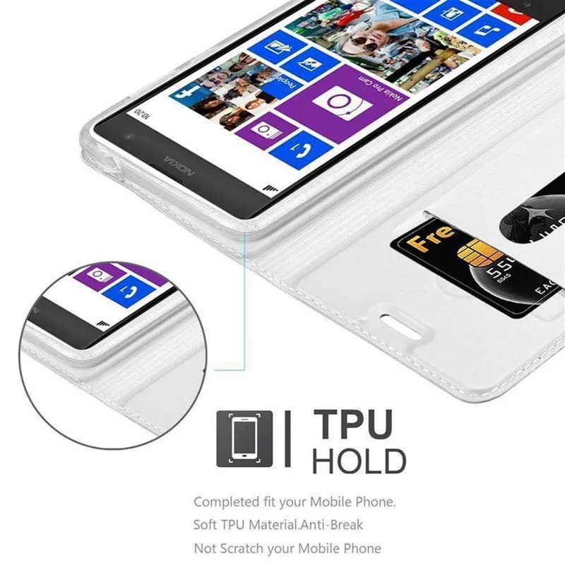 Cadorabo Hülle kompatibel mit Nokia Lumia 1020 Schutzhülle mit Magnetverschluss, Standfunktion und Kartenfach