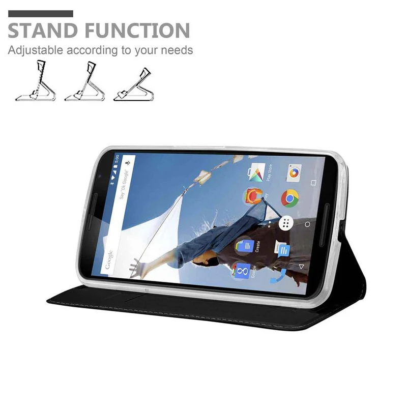 Cadorabo Hülle kompatibel mit Motorola Google NEXUS 6 Schutzhülle mit Magnetverschluss, Standfunktion und Kartenfach