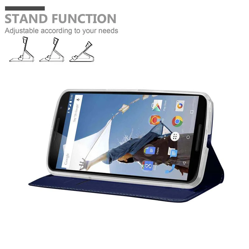 Cadorabo Hülle kompatibel mit Motorola Google NEXUS 6 Schutzhülle mit Magnetverschluss, Standfunktion und Kartenfach
