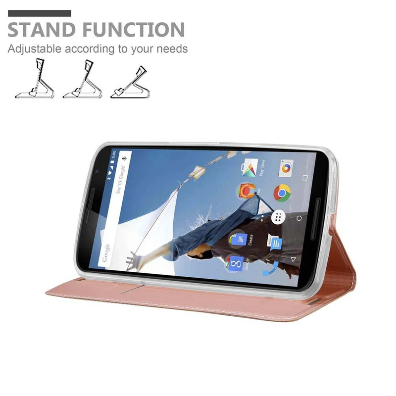 Cadorabo Hülle kompatibel mit Motorola Google NEXUS 6 Schutzhülle mit Magnetverschluss, Standfunktion und Kartenfach