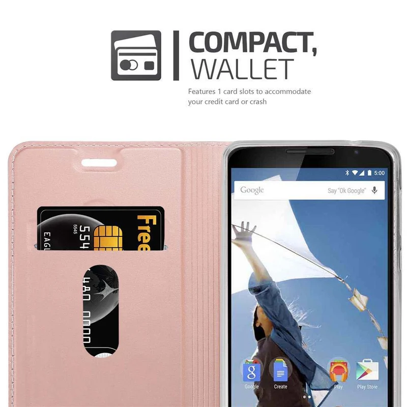 Cadorabo Hülle kompatibel mit Motorola Google NEXUS 6 Schutzhülle mit Magnetverschluss, Standfunktion und Kartenfach