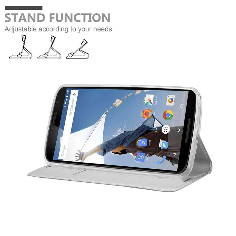 Cadorabo Hülle kompatibel mit Motorola Google NEXUS 6 Schutzhülle mit Magnetverschluss, Standfunktion und Kartenfach