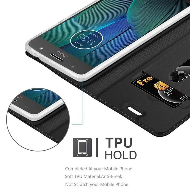 Cadorabo Hülle kompatibel mit Motorola MOTO G5S Schutzhülle mit Magnetverschluss, Standfunktion und Kartenfach
