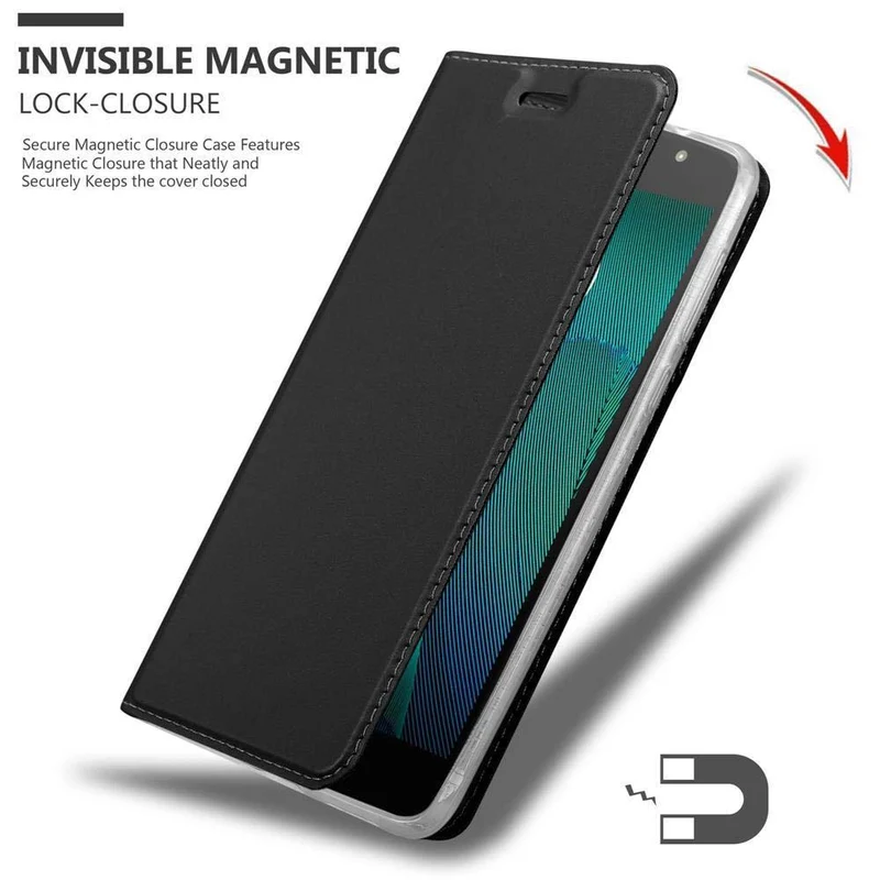 Cadorabo Hülle kompatibel mit Motorola MOTO G5S Schutzhülle mit Magnetverschluss, Standfunktion und Kartenfach