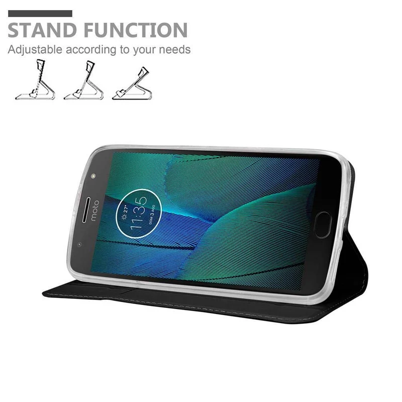 Cadorabo Hülle kompatibel mit Motorola MOTO G5S Schutzhülle mit Magnetverschluss, Standfunktion und Kartenfach