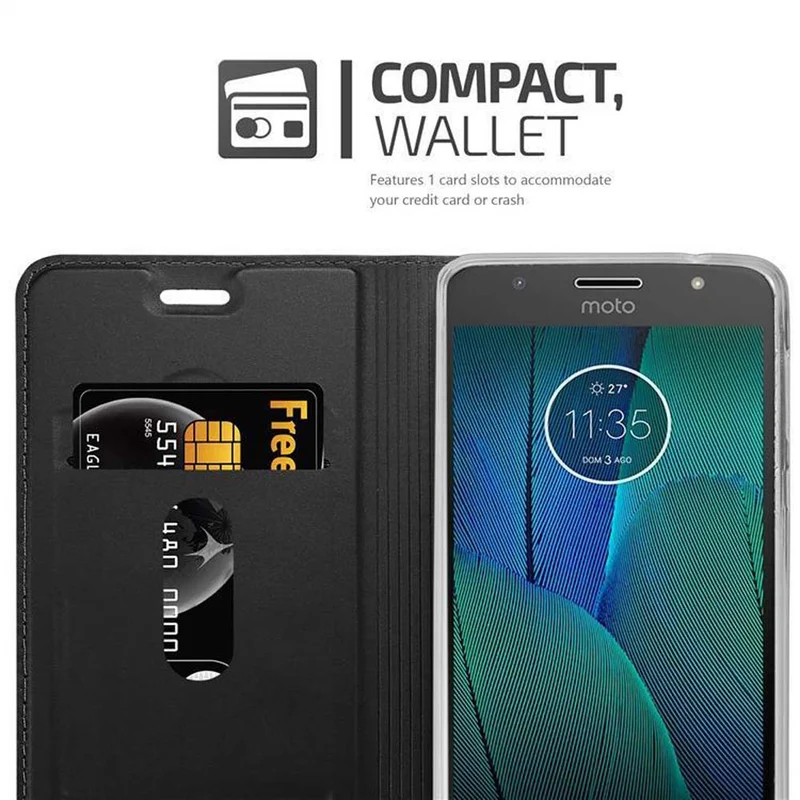 Cadorabo Hülle kompatibel mit Motorola MOTO G5S Schutzhülle mit Magnetverschluss, Standfunktion und Kartenfach