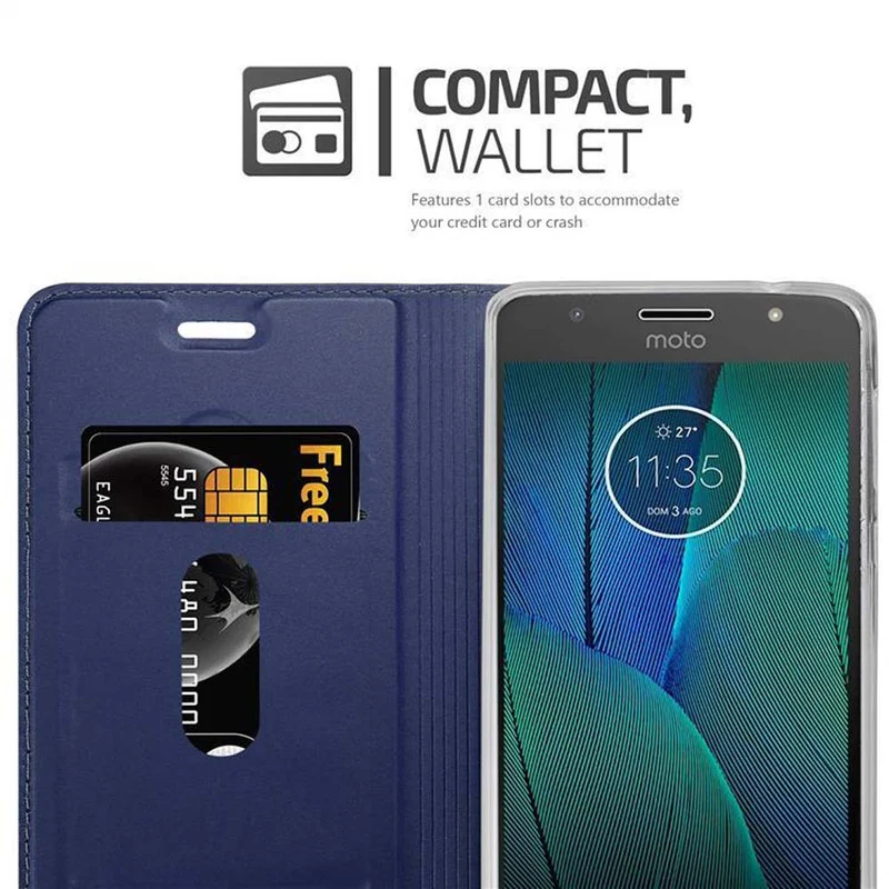 Cadorabo Hülle kompatibel mit Motorola MOTO G5S Schutzhülle mit Magnetverschluss, Standfunktion und Kartenfach
