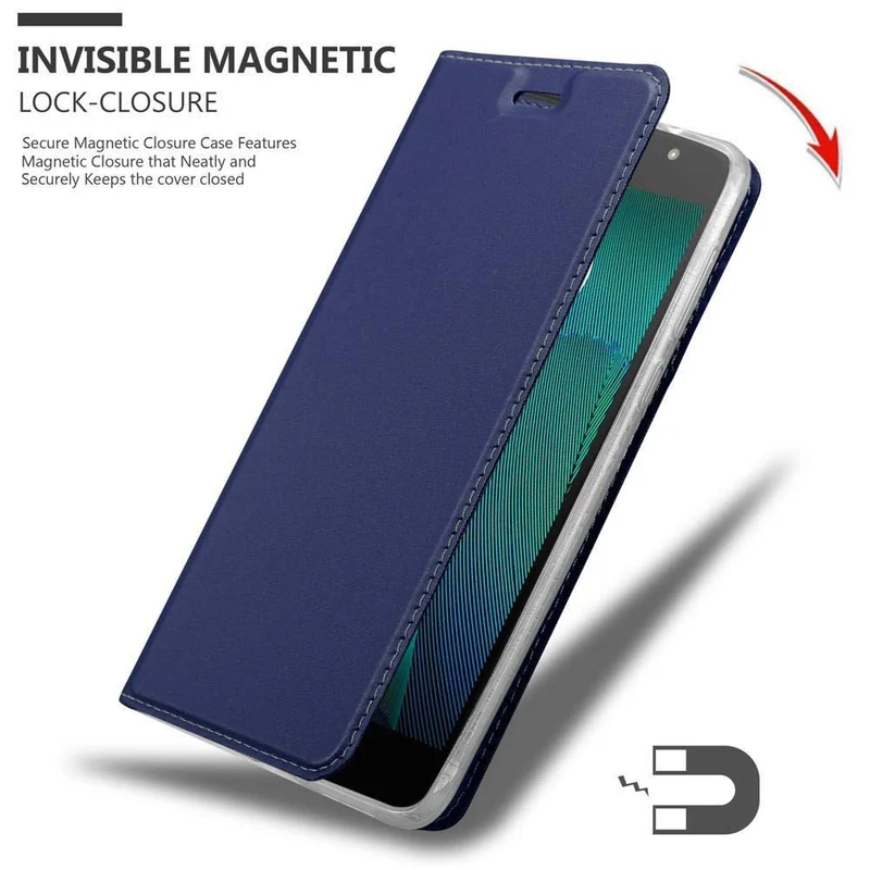 Cadorabo Hülle kompatibel mit Motorola MOTO G5S Schutzhülle mit Magnetverschluss, Standfunktion und Kartenfach
