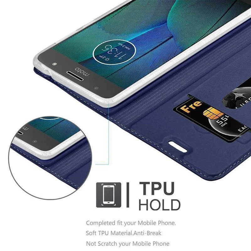 Cadorabo Hülle kompatibel mit Motorola MOTO G5S Schutzhülle mit Magnetverschluss, Standfunktion und Kartenfach