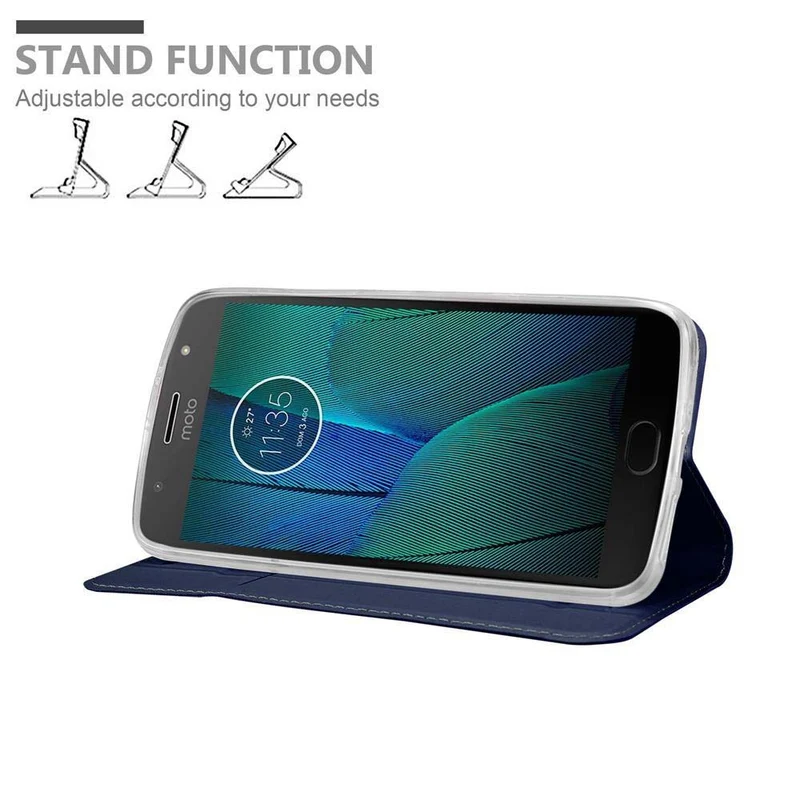 Cadorabo Hülle kompatibel mit Motorola MOTO G5S Schutzhülle mit Magnetverschluss, Standfunktion und Kartenfach