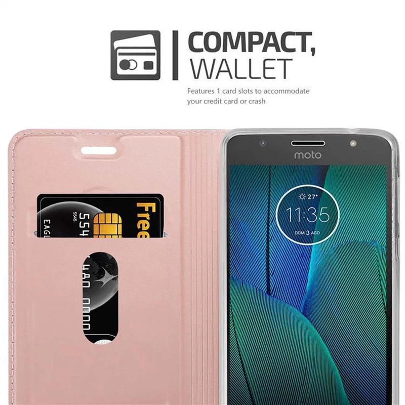Cadorabo Hülle kompatibel mit Motorola MOTO G5S Schutzhülle mit Magnetverschluss, Standfunktion und Kartenfach
