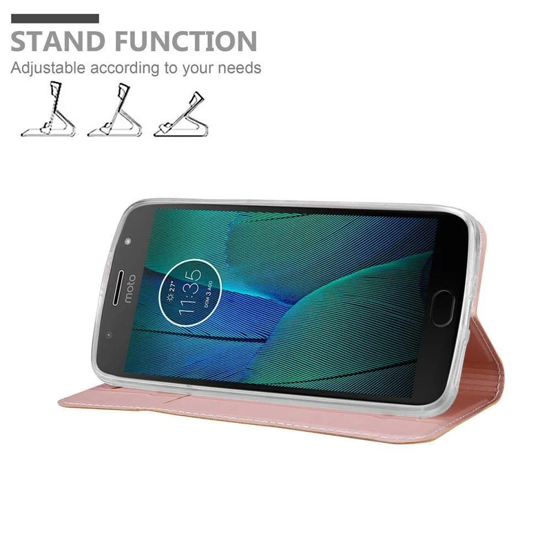 Cadorabo Hülle kompatibel mit Motorola MOTO G5S Schutzhülle mit Magnetverschluss, Standfunktion und Kartenfach