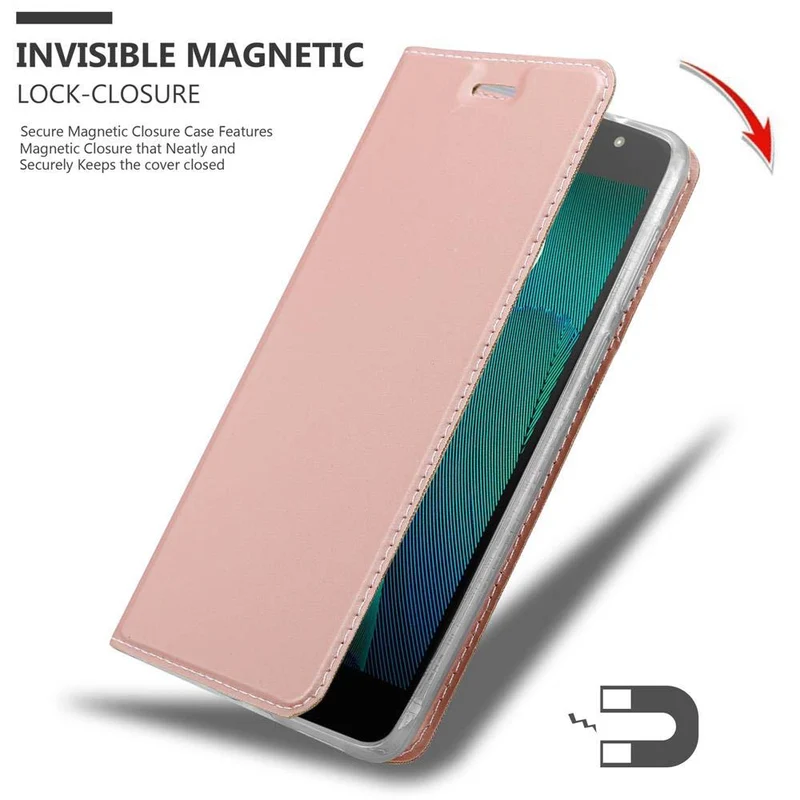 Cadorabo Hülle kompatibel mit Motorola MOTO G5S Schutzhülle mit Magnetverschluss, Standfunktion und Kartenfach