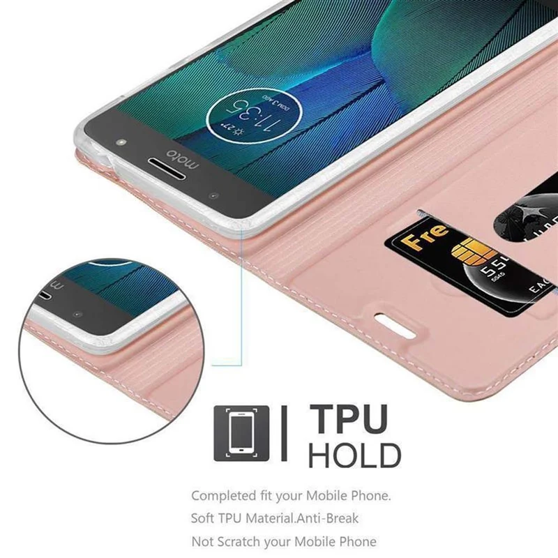 Cadorabo Hülle kompatibel mit Motorola MOTO G5S Schutzhülle mit Magnetverschluss, Standfunktion und Kartenfach