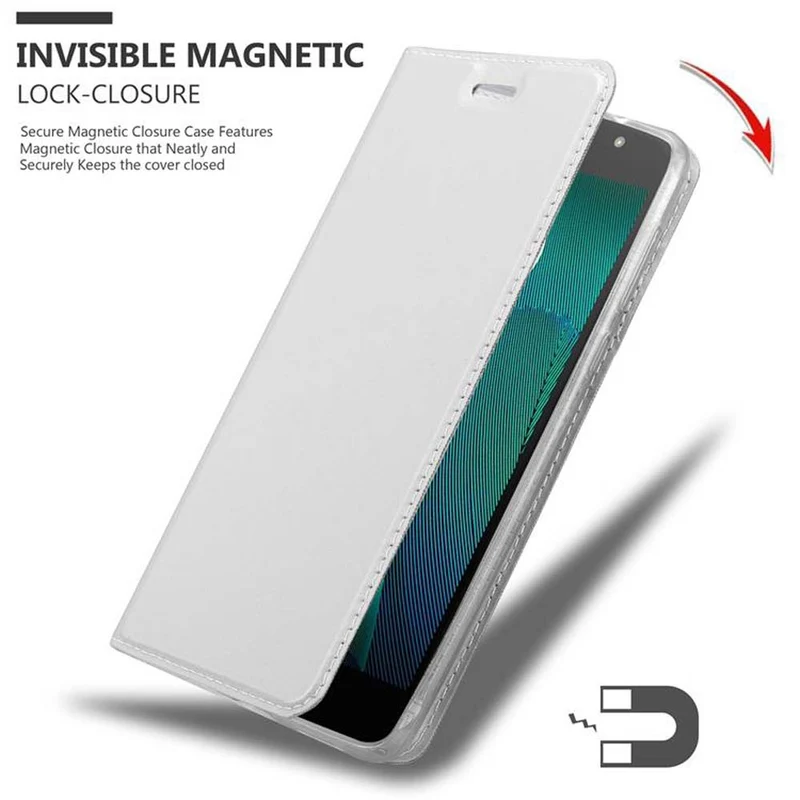 Cadorabo Hülle kompatibel mit Motorola MOTO G5S Schutzhülle mit Magnetverschluss, Standfunktion und Kartenfach