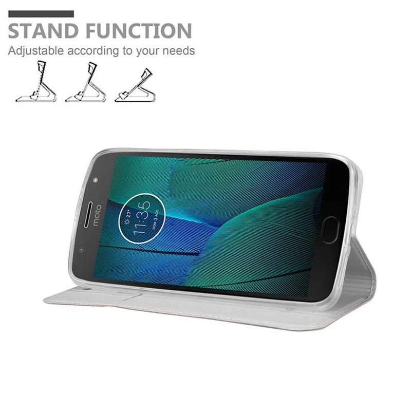 Cadorabo Hülle kompatibel mit Motorola MOTO G5S Schutzhülle mit Magnetverschluss, Standfunktion und Kartenfach
