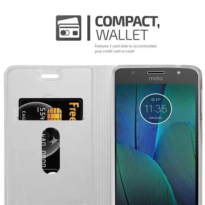 Cadorabo Hülle kompatibel mit Motorola MOTO G5S Schutzhülle mit Magnetverschluss, Standfunktion und Kartenfach