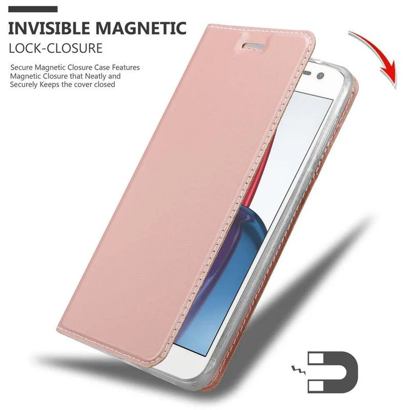 Cadorabo Hülle kompatibel mit Motorola MOTO G4 / G4 PLUS Schutzhülle mit Magnetverschluss, Standfunktion und Kartenfach