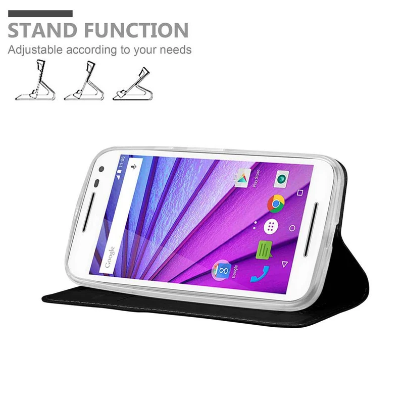 Cadorabo Hülle kompatibel mit Motorola MOTO G3 Schutzhülle mit Magnetverschluss, Standfunktion und Kartenfach