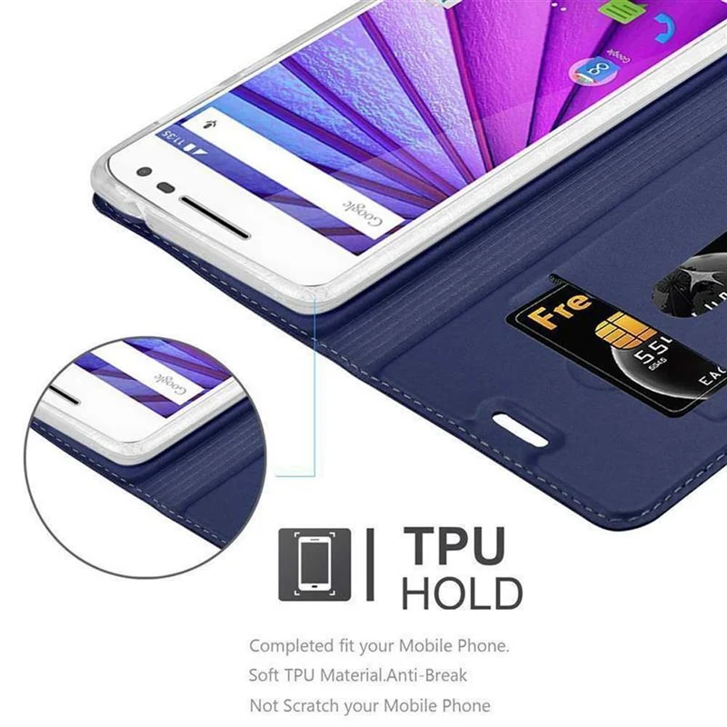 Cadorabo Hülle kompatibel mit Motorola MOTO G3 Schutzhülle mit Magnetverschluss, Standfunktion und Kartenfach
