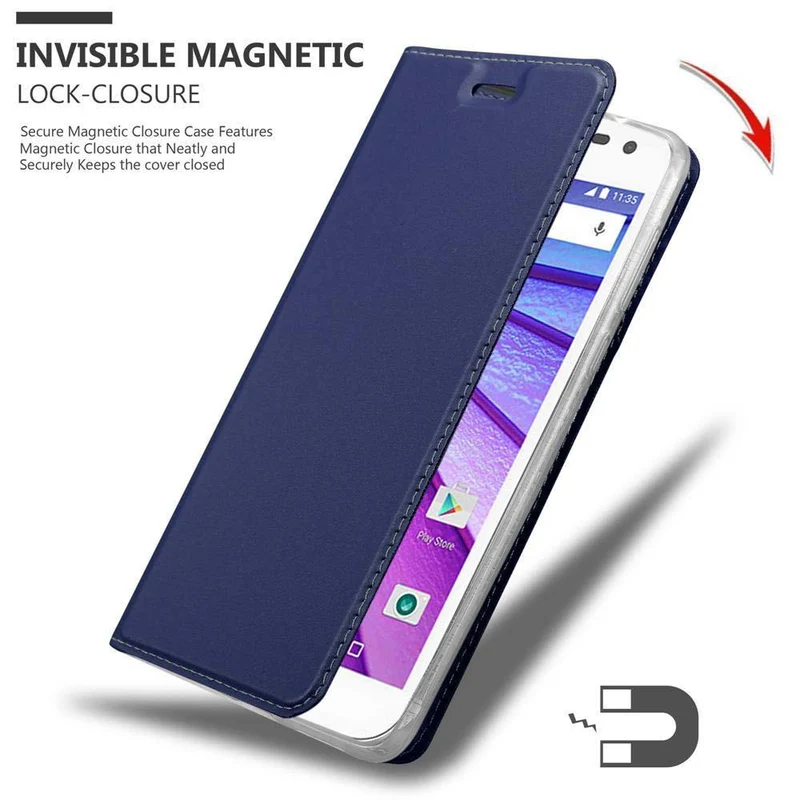 Cadorabo Hülle kompatibel mit Motorola MOTO G3 Schutzhülle mit Magnetverschluss, Standfunktion und Kartenfach
