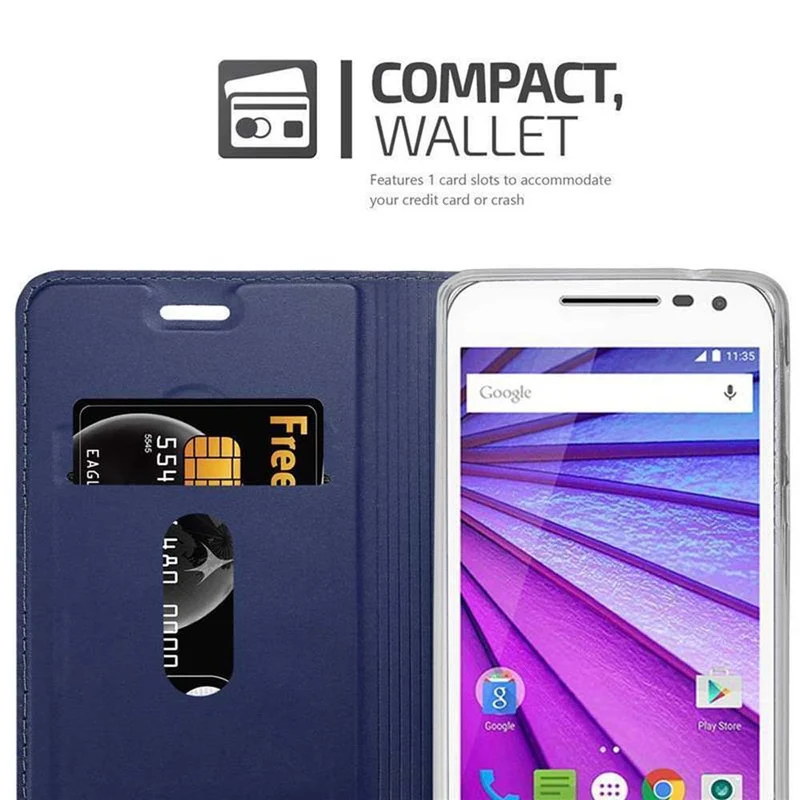 Cadorabo Hülle kompatibel mit Motorola MOTO G3 Schutzhülle mit Magnetverschluss, Standfunktion und Kartenfach