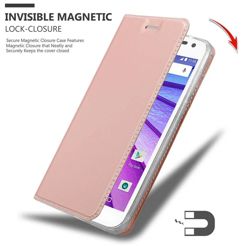 Cadorabo Hülle kompatibel mit Motorola MOTO G3 Schutzhülle mit Magnetverschluss, Standfunktion und Kartenfach