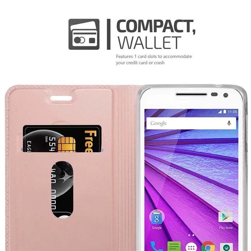 Cadorabo Hülle kompatibel mit Motorola MOTO G3 Schutzhülle mit Magnetverschluss, Standfunktion und Kartenfach