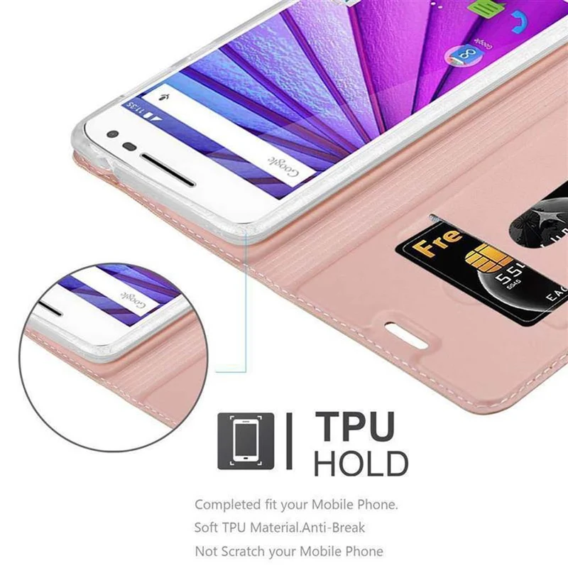 Cadorabo Hülle kompatibel mit Motorola MOTO G3 Schutzhülle mit Magnetverschluss, Standfunktion und Kartenfach